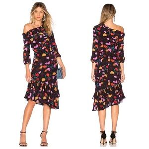 Saloni Silk Lexie Off the Shoulder Dress Black Azalea